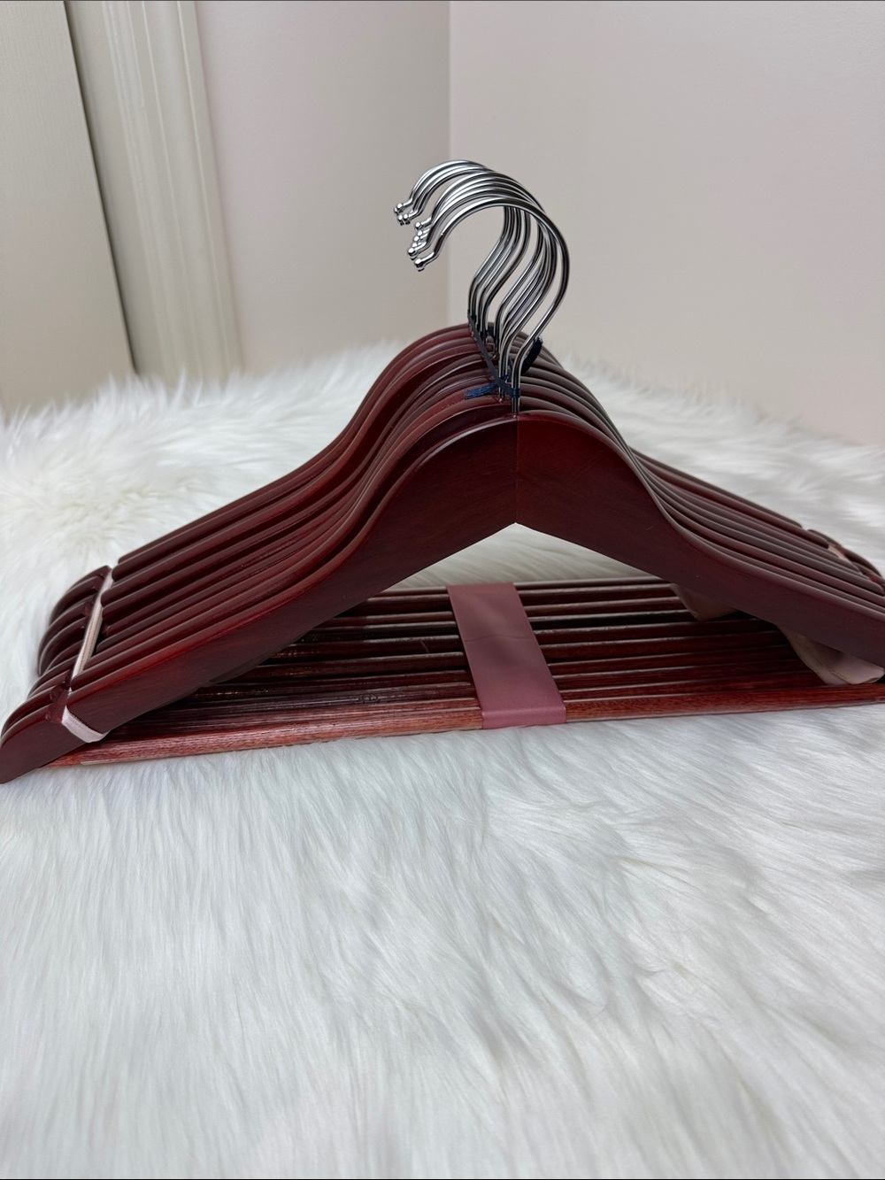 Brookstone Premium Wooden Suit Hangers in Dark Mahogany Cherry - Set of 10